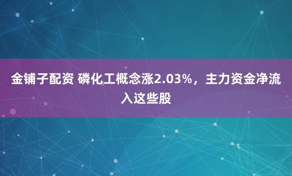 金铺子配资 磷化工概念涨2.03%，主力资金净流入这些股